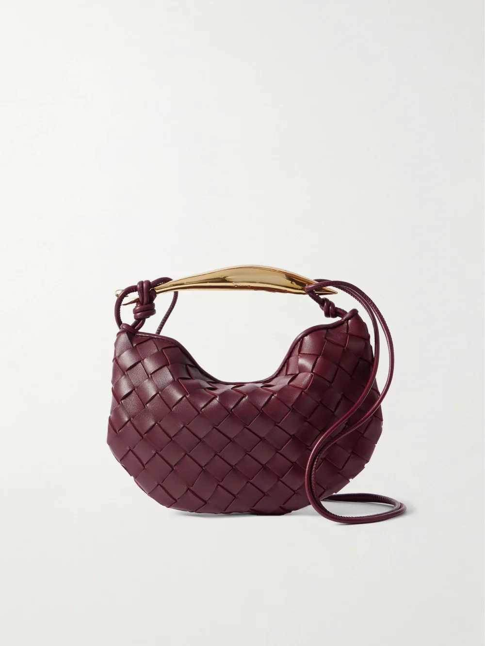 Bottega Veneta Sardine Mini Intrecciato Leather Top-handle Bag in burgundy
