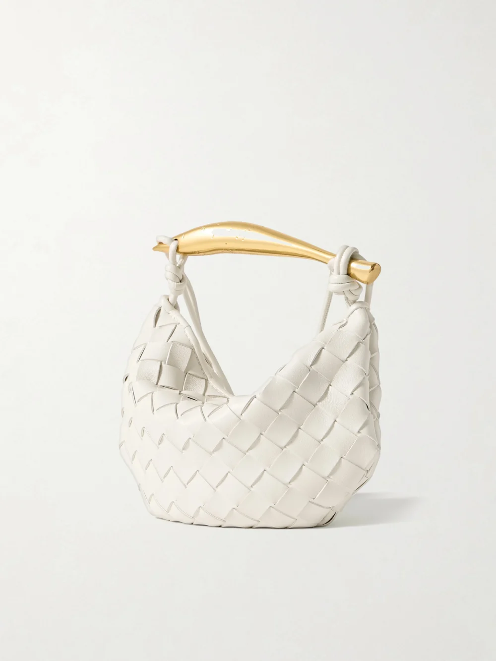 Back view of the Bottega Veneta Sardine Mini Intrecciato Leather Top-handle Bag