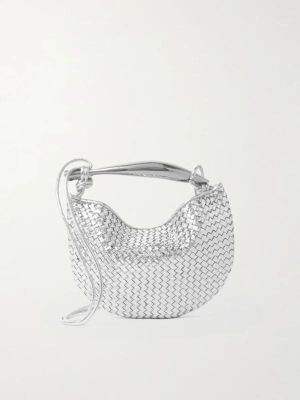 Bottega Veneta Sardine Mini Intrecciato Metallic Leather Shoulder Bag