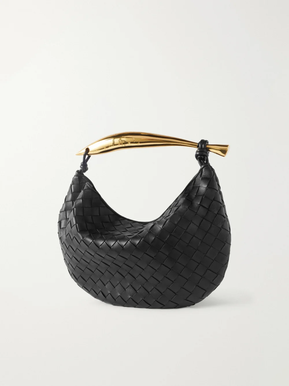 Back view of the Bottega Veneta Sardine Small Intrecciato Leather Shoulder Bag with Chain