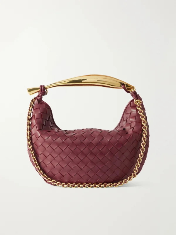 Bottega Veneta Sardine Small Intrecciato Leather Shoulder Bag with Chain