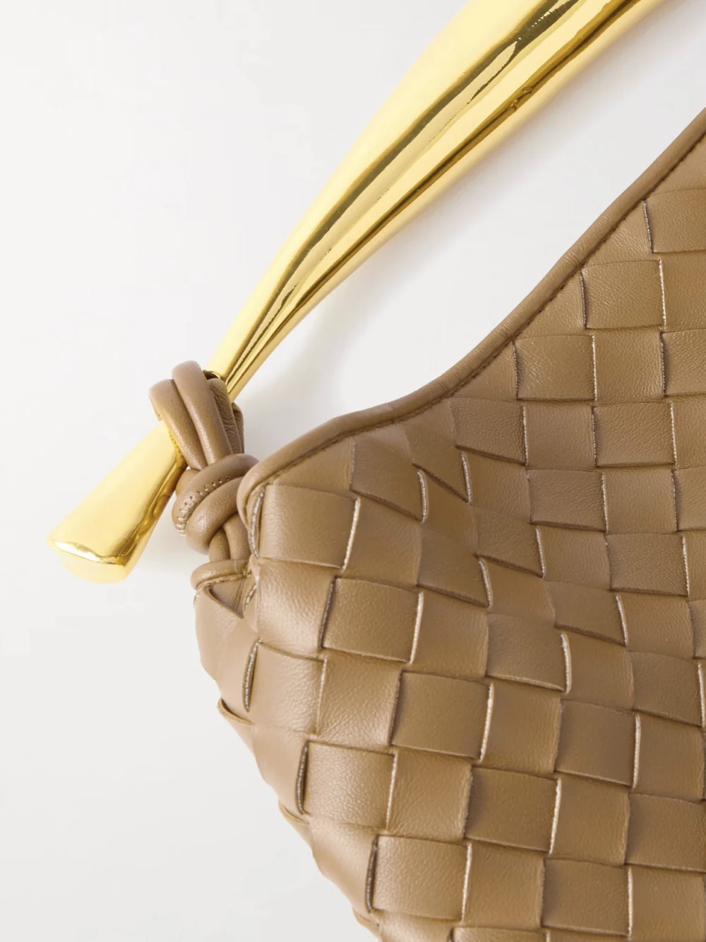 Close-up detail of the Bottega Veneta Sardine Small Intrecciato Leather Tote