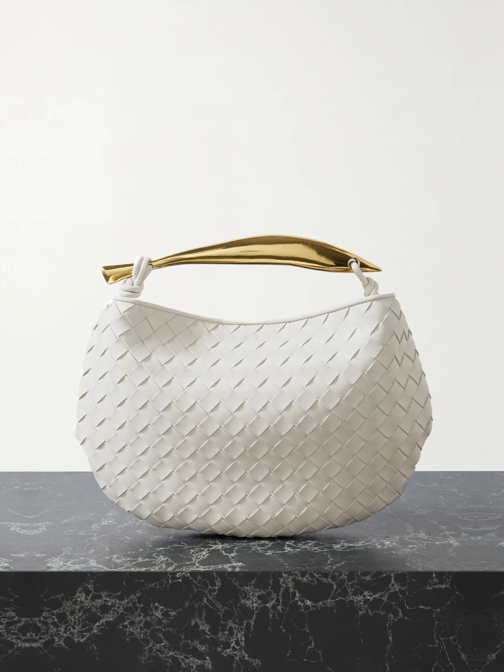 Bottega Veneta Sardine Small Intrecciato Leather Tote in white