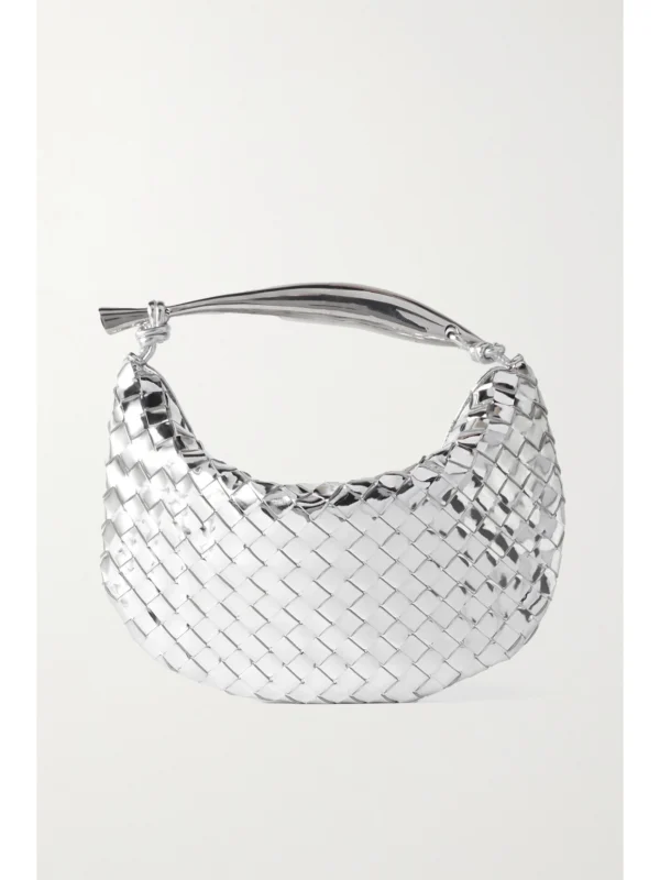 Bottega Veneta Sardine Small Intrecciato Metallic Leather Tote