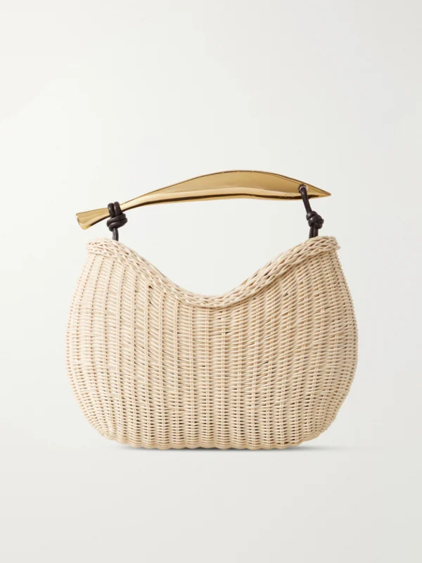 Bottega Veneta Sardine Small Leather-trimmed Raffia Tote