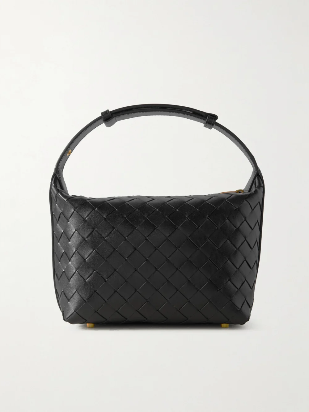 Bottega Veneta Wallace Mini Intrecciato Leather Shoulder Bag in black