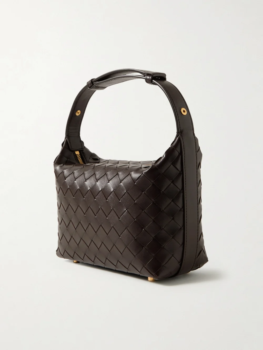 Back view of the Bottega Veneta Wallace Mini Intrecciato Leather Shoulder Bag