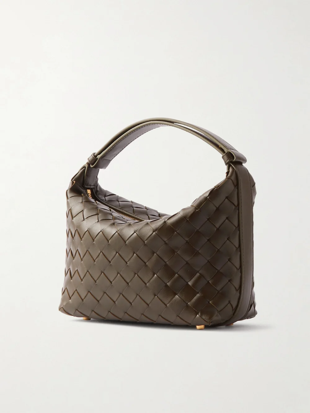 Back view of the Bottega Veneta Wallace Mini Intrecciato Leather Shoulder Bag