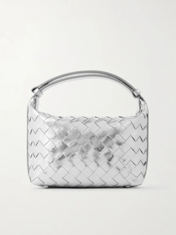 Bottega Veneta Wallace Mini Intrecciato Metallic Leather Shoulder Bag