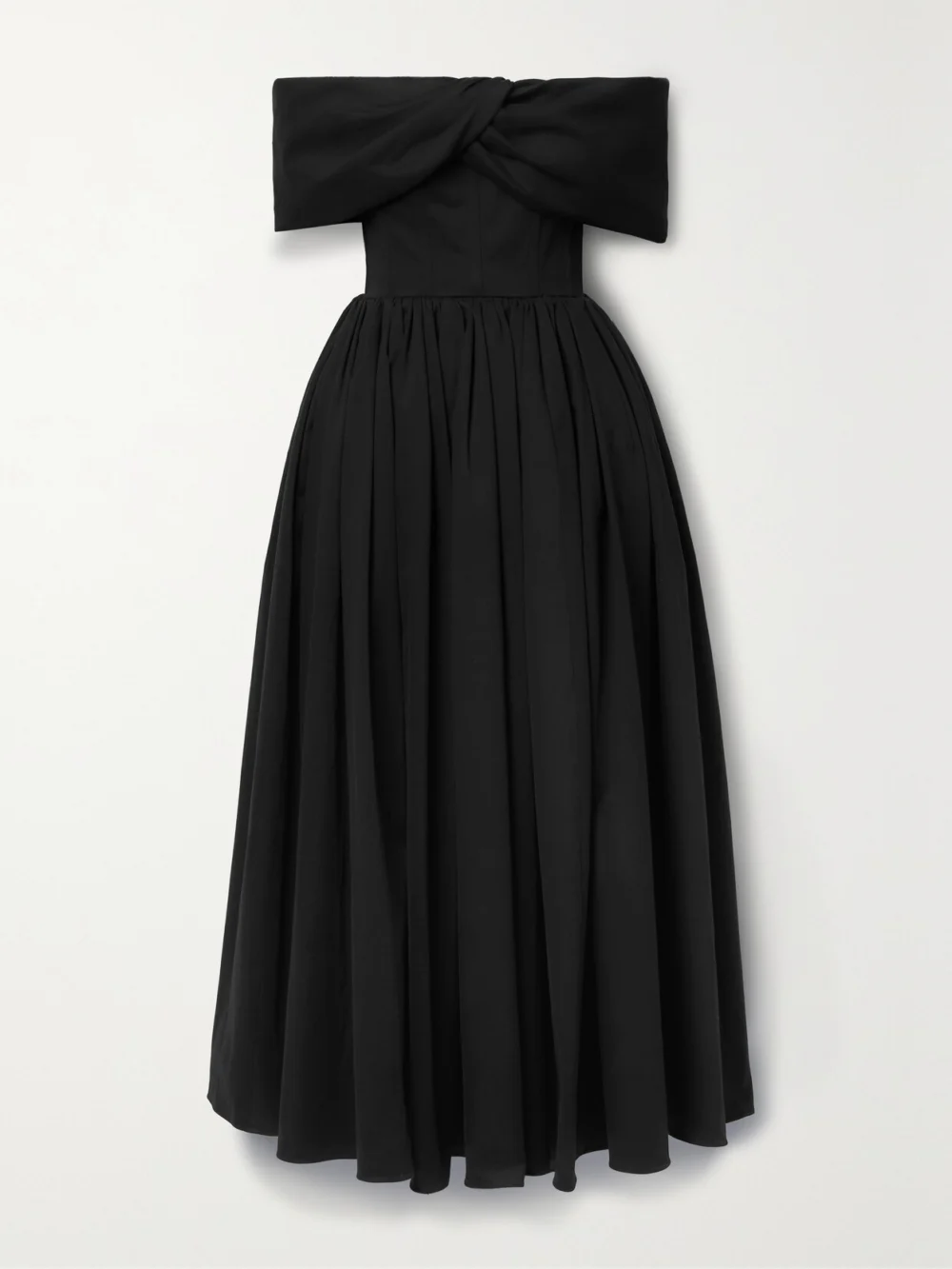 Brandon Maxwell Blaise Off-the-shoulder Cotton-blend Poplin Midi Dress in black
