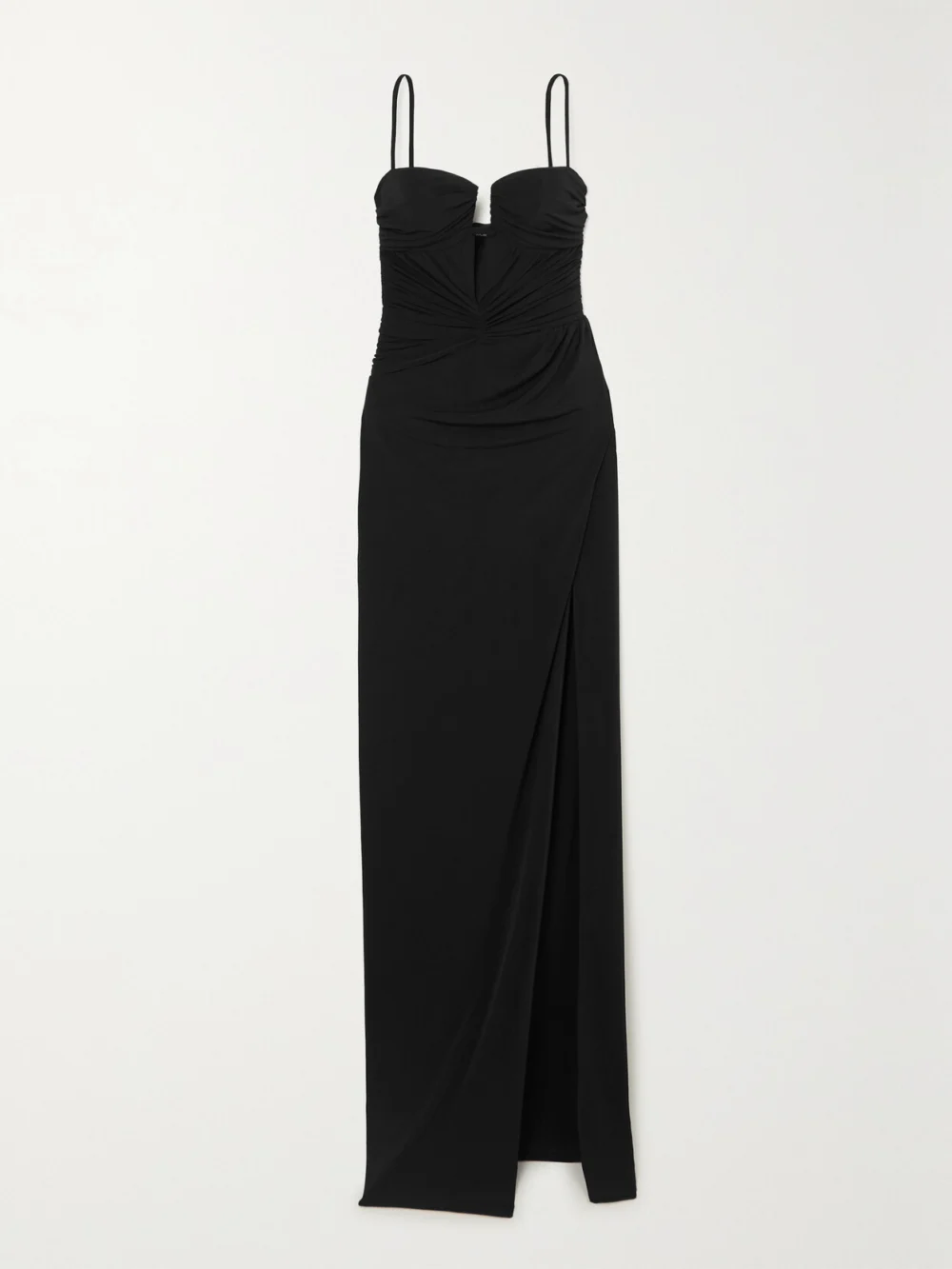 Brandon Maxwell Caroline Ruched Jersey Gown in black