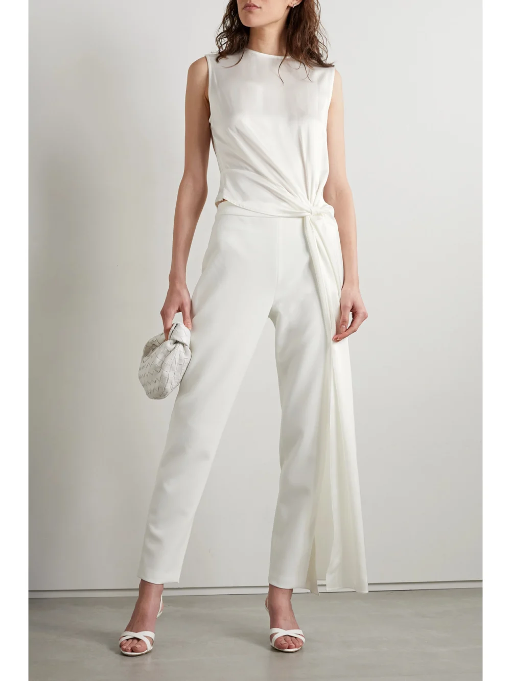 Brandon Maxwell Crepe Slim-leg Pants, worn by a model