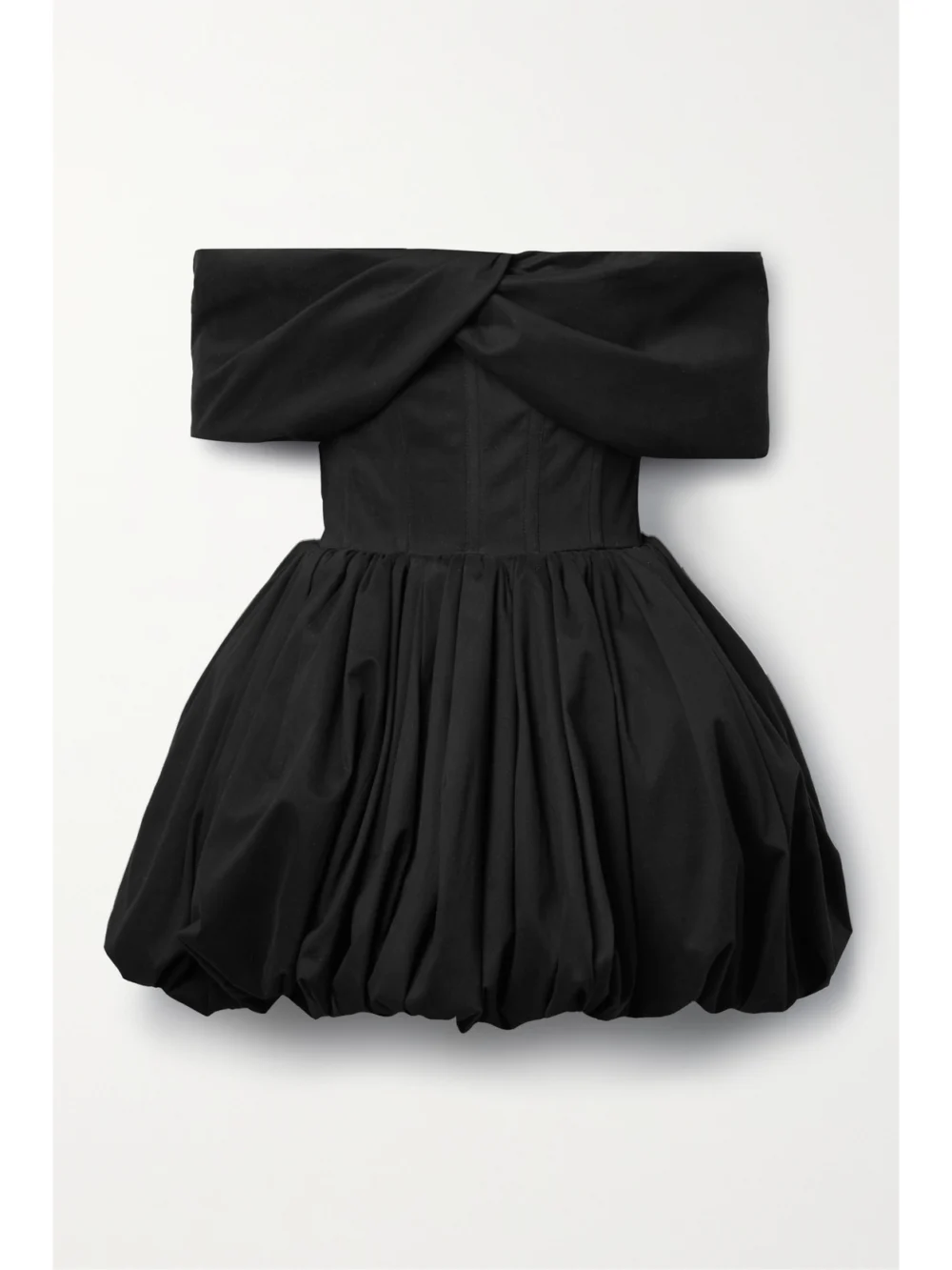 Brandon Maxwell Pippa Off-the-shoulder Cotton-blend Poplin Mini Dress in black