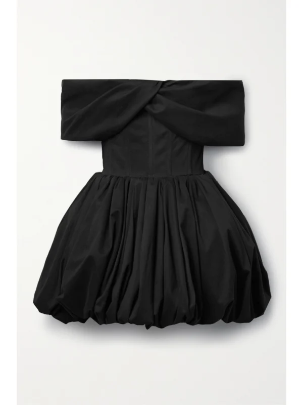 Brandon Maxwell Pippa Off-the-shoulder Cotton-blend Poplin Mini Dress