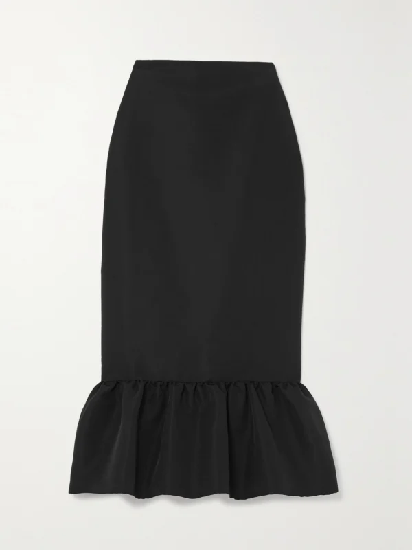 Brandon Maxwell Ruffled Silk-twill Midi Skirt