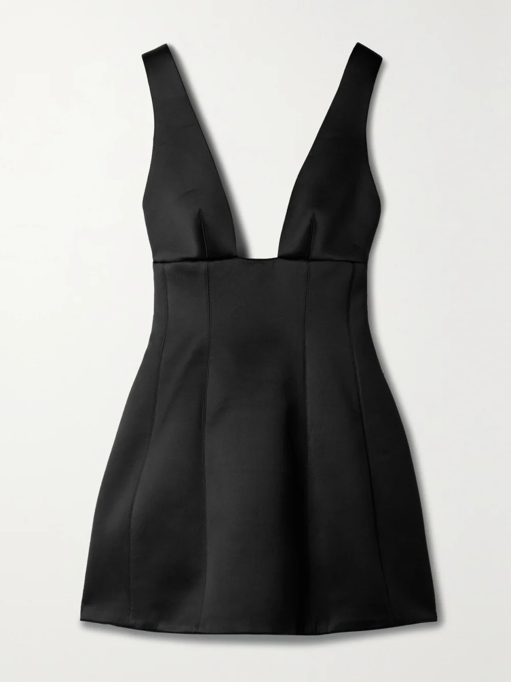 Brandon Maxwell Silk-satin Mini Dress in black