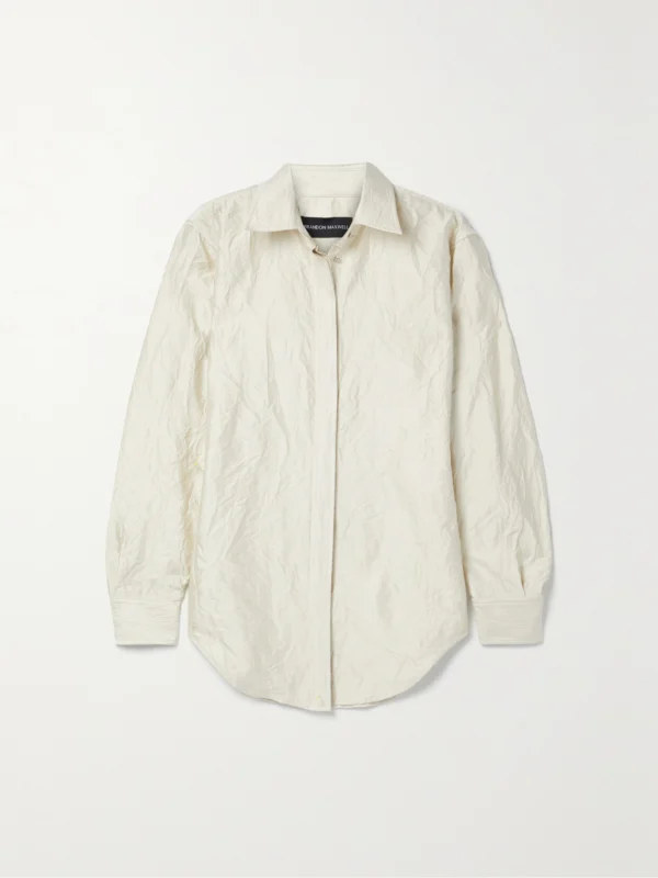 Brandon Maxwell The Allie Crinkled Satin-twill Shirt