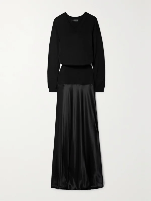 Brandon Maxwell The Kerolyn Silk and Cashmere-blend and Silk-satin Maxi Dress