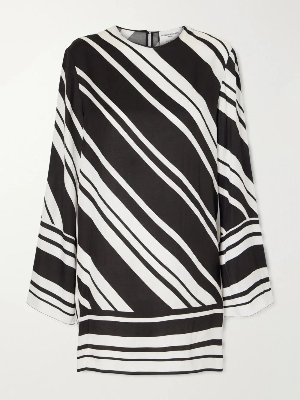 Brandon Maxwell The Leni Striped Twill Mini Dress in black