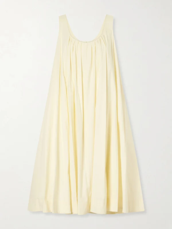 Brandon Maxwell The Lennox Pleated Stretch-cotton Poplin Midi Dress