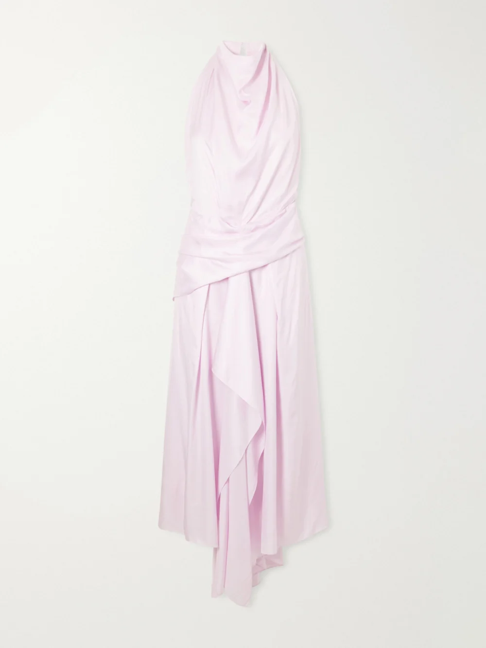 Brandon Maxwell The Marin Satin Halterneck Midi Dress in pink