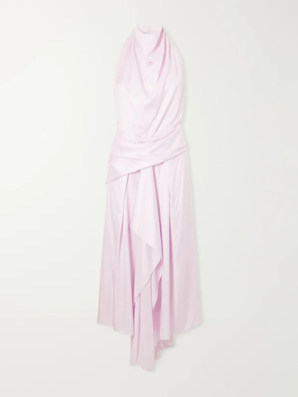 Brandon Maxwell The Marin Satin Halterneck Midi Dress
