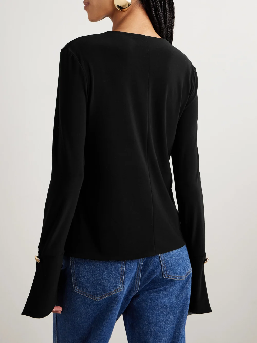 Back view of the Brandon Maxwell The Marla Cutout Stretch-jersey Top