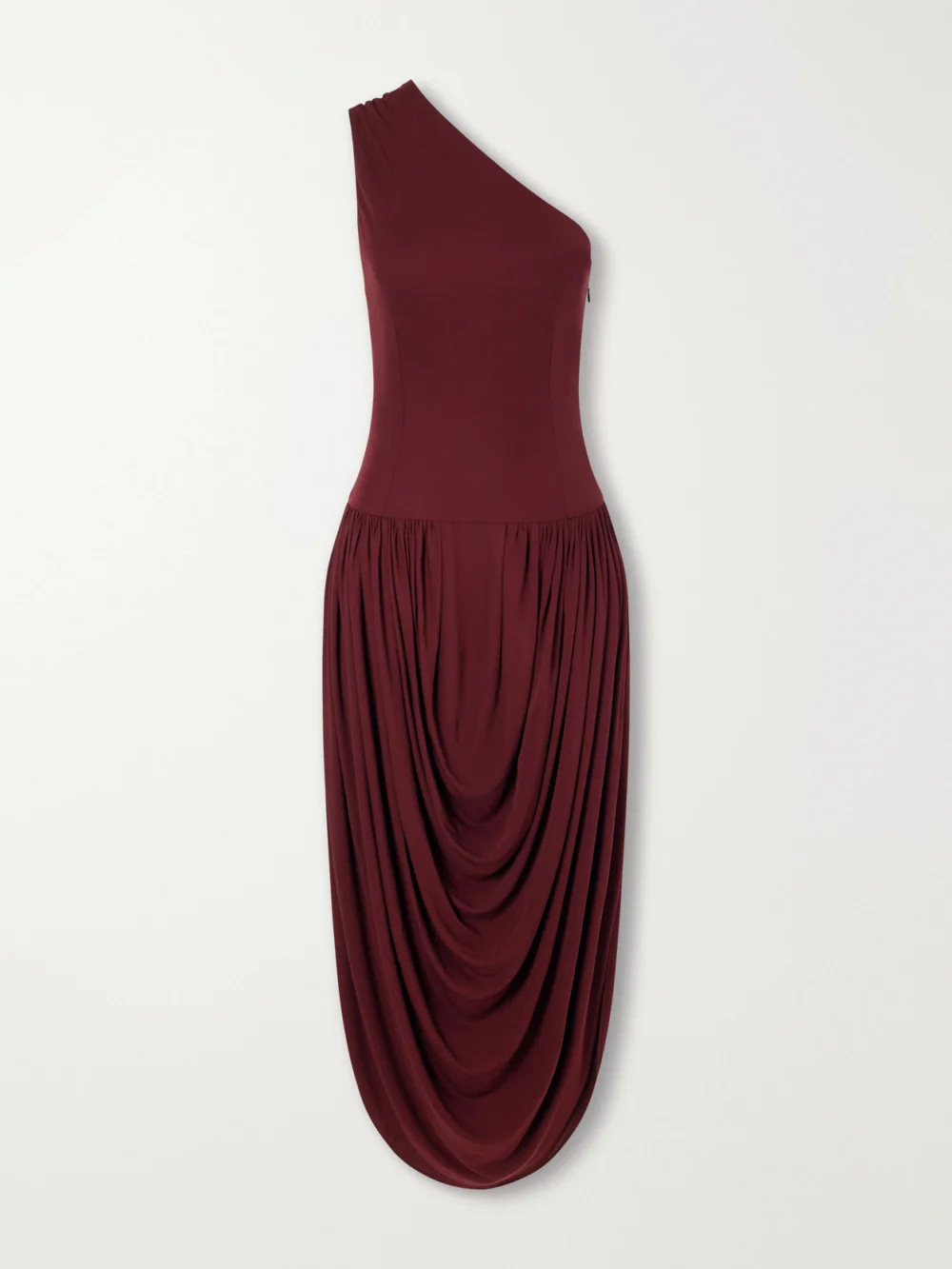 Brandon Maxwell The Mila One-shoulder Draped Jersey Maxi Dress in burgundy