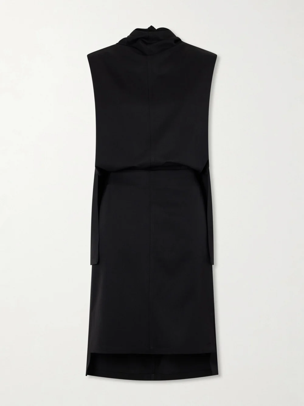Brandon Maxwell The Noa Gathered Wool-twill Turtleneck Mini Dress in black