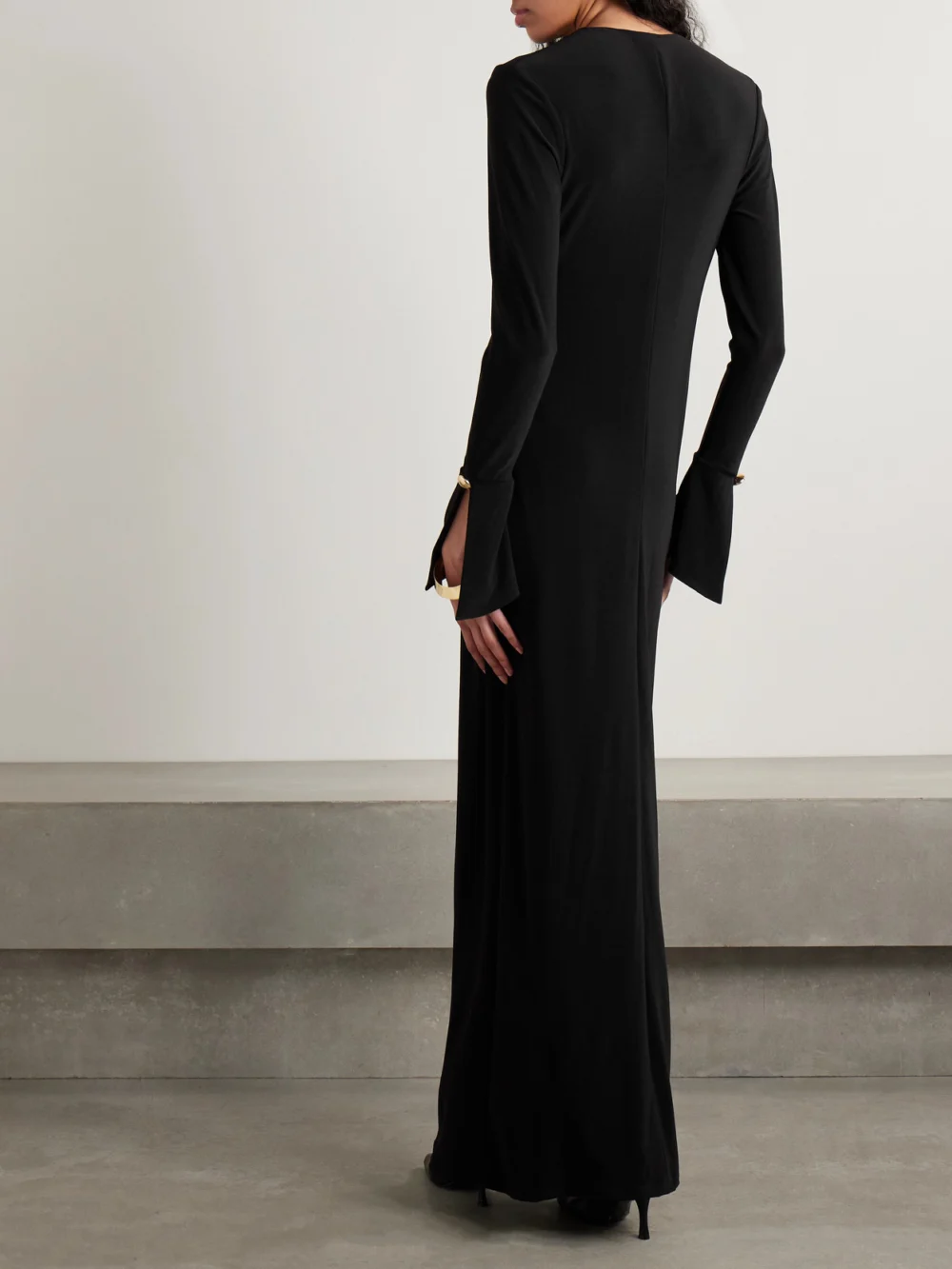 Back view of the Brandon Maxwell The Sylvie Cutout Stretch-jersey Gown
