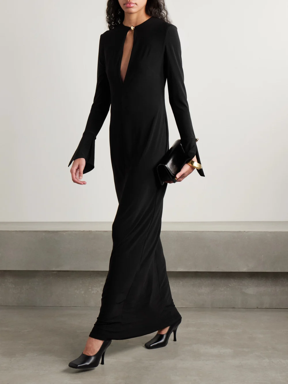 Brandon Maxwell The Sylvie Cutout Stretch-jersey Gown, worn by a model