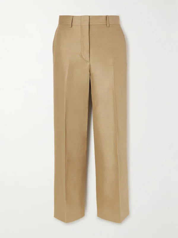 Brioni Cotton, Linen and Silk-blend Twill Straight-leg Pants