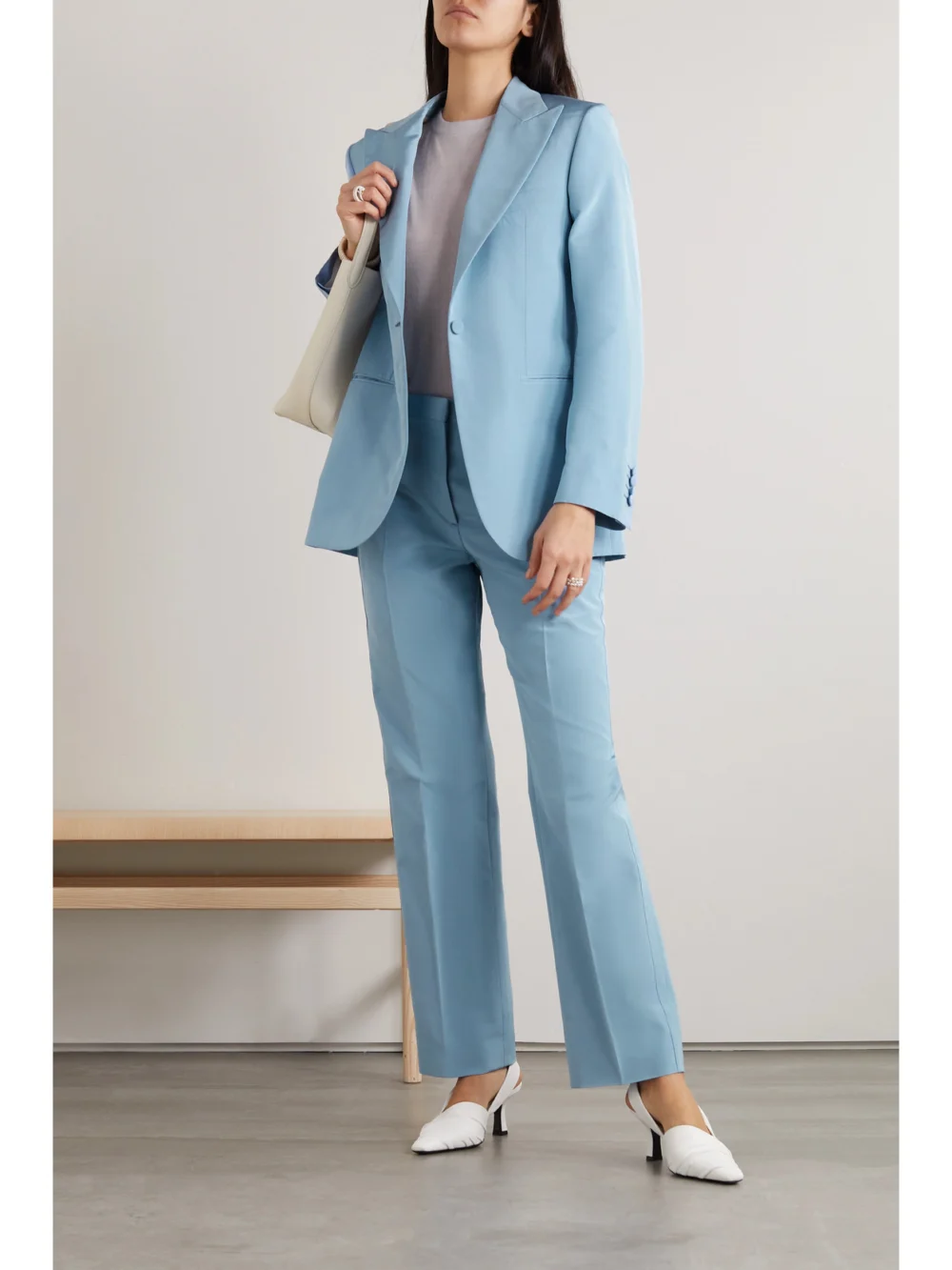 Brioni Silk and Cotton-blend Straight-leg Pants, worn by a model