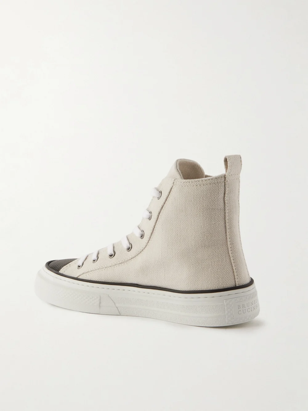 Back view of the Brunello Cucinelli Bead-embellished Canvas Sneakers