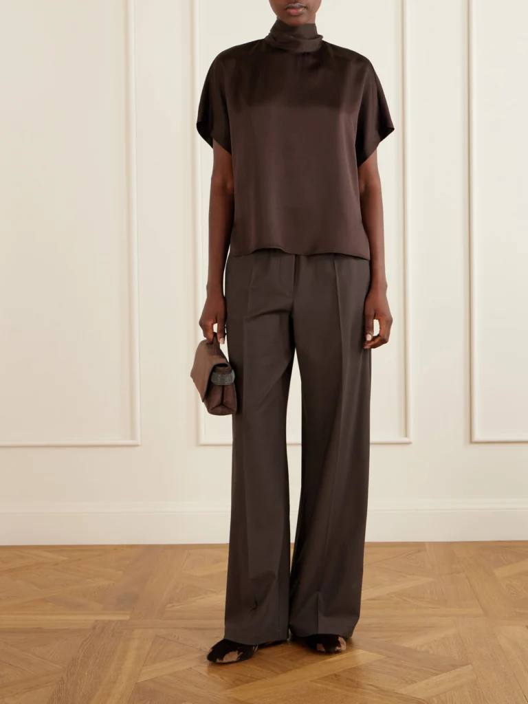 Brunello Cucinelli Bead-embellished Leather-trimmed Brushed Loafers
