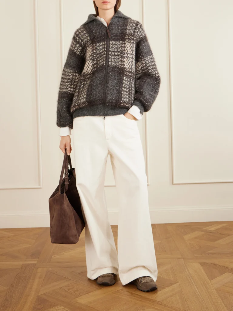 Brunello Cucinelli Bead-embellished Shearling-trimmed Suede Sneakers