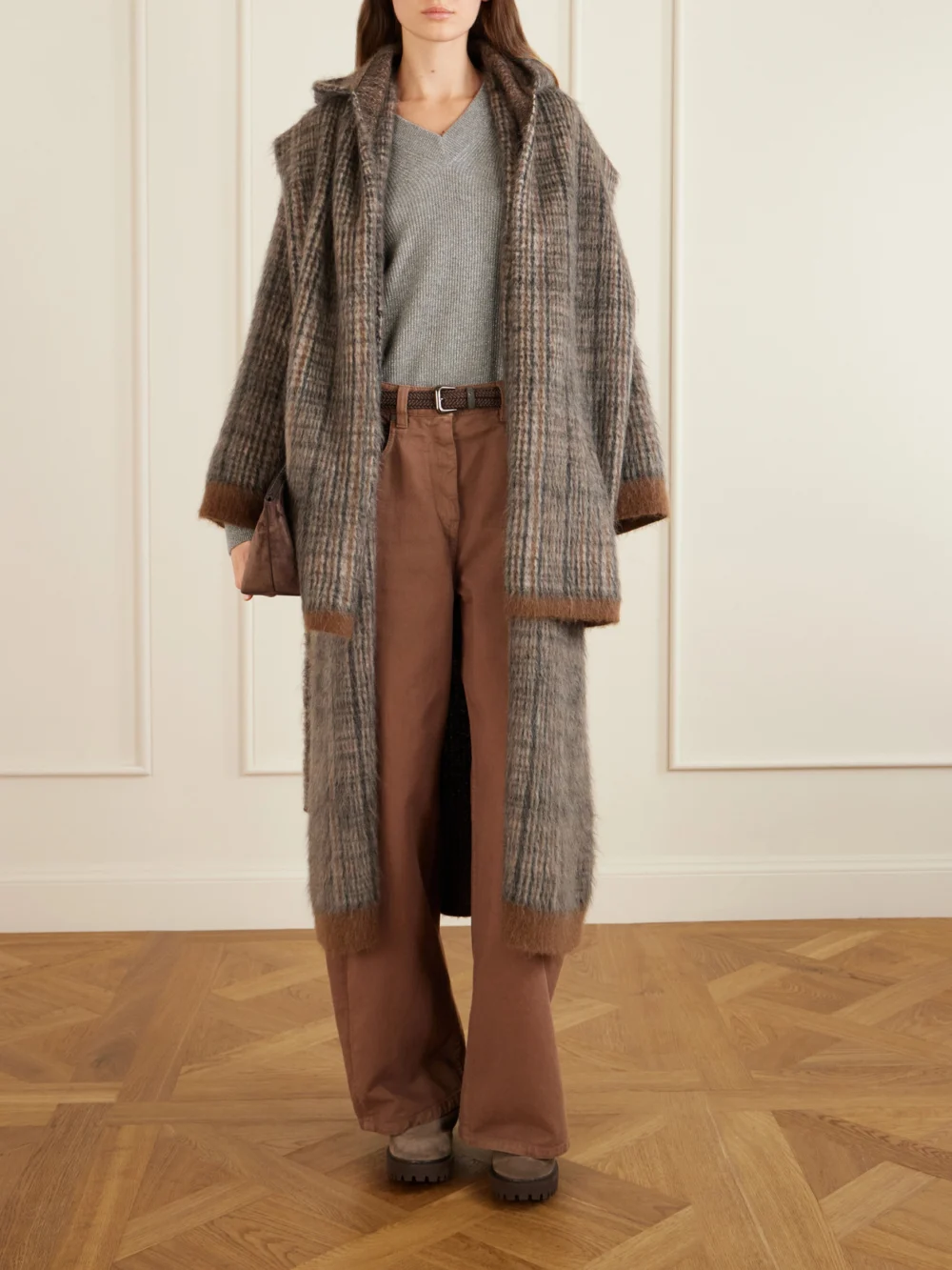 Brunello Cucinelli Bead-embellished Suede Ankle Boots, styled view