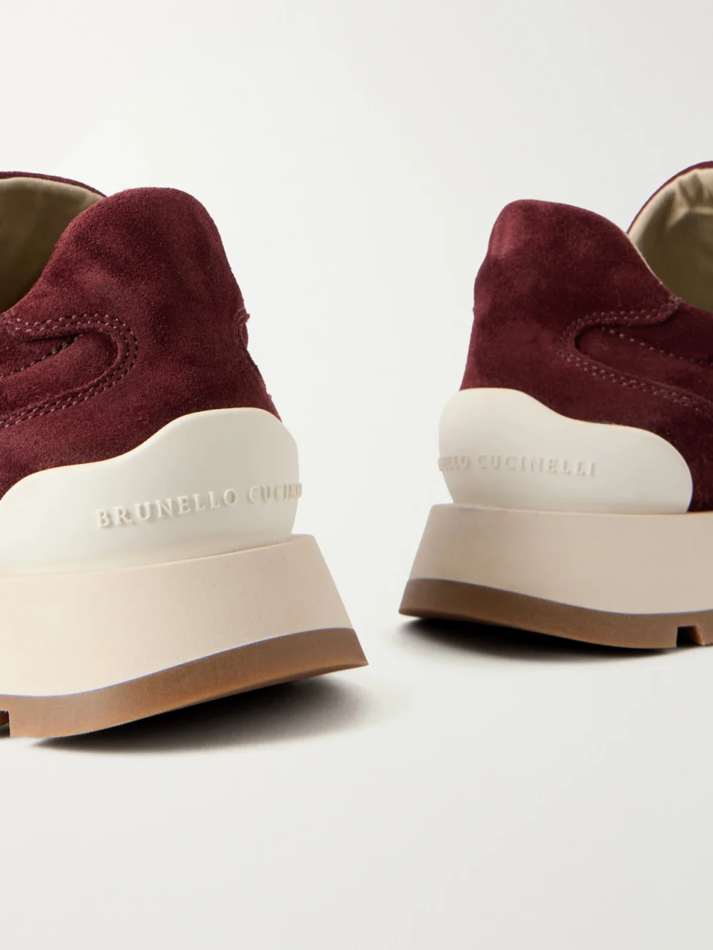 Close-up detail of the Brunello Cucinelli Bead-embellished Suede Sneakers