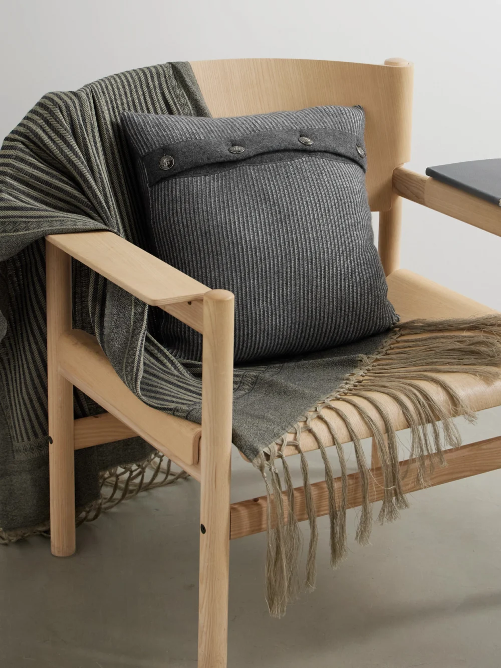 Brunello Cucinelli Button-detailed Ribbed Cashmere Cushion, styled view
