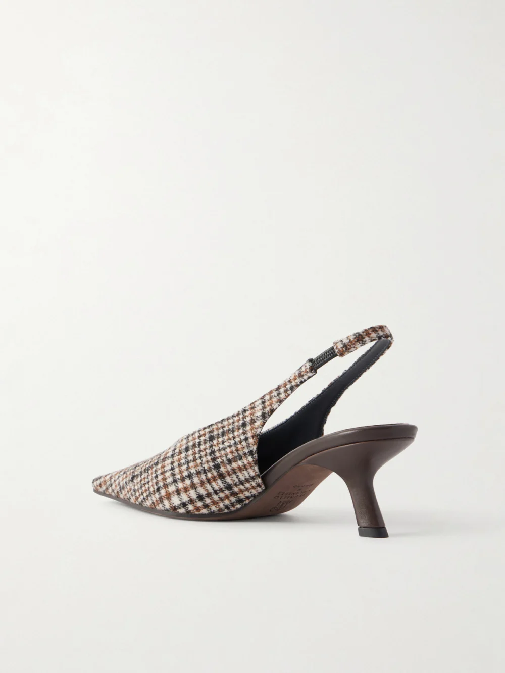 Back view of the Brunello Cucinelli Checked Wool Slingback Pumps