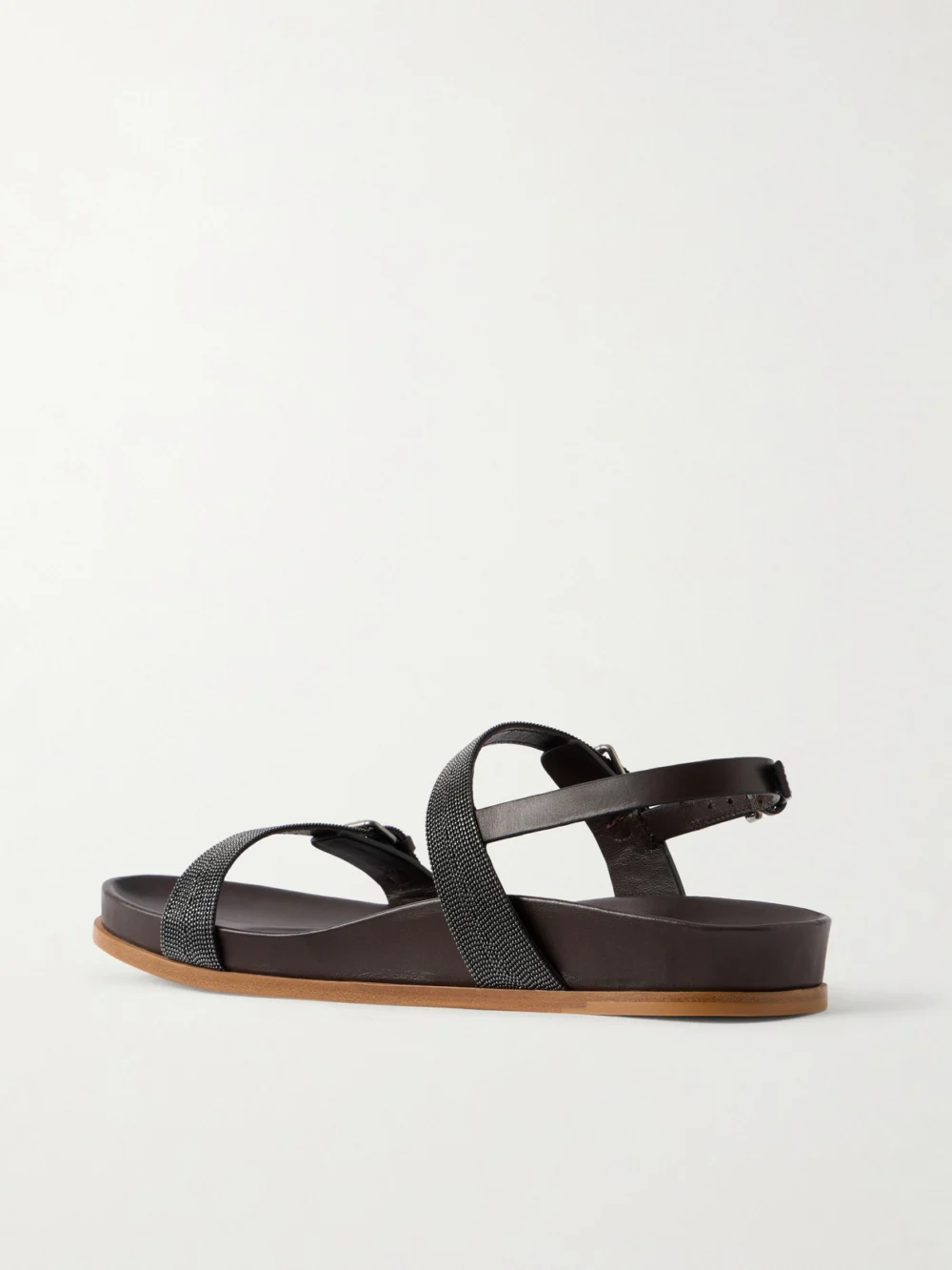 Back view of the Brunello Cucinelli Embellished Leather Sandals