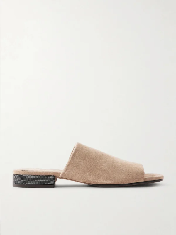 Brunello Cucinelli Embellished Suede Sandals