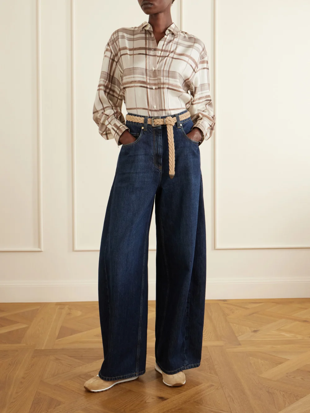 Brunello Cucinelli Embellished Suede Sneakers, styled view