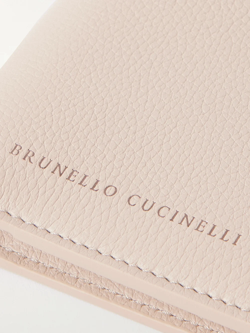 Close-up detail of the Brunello Cucinelli Embossed Textured-leather Cardholder