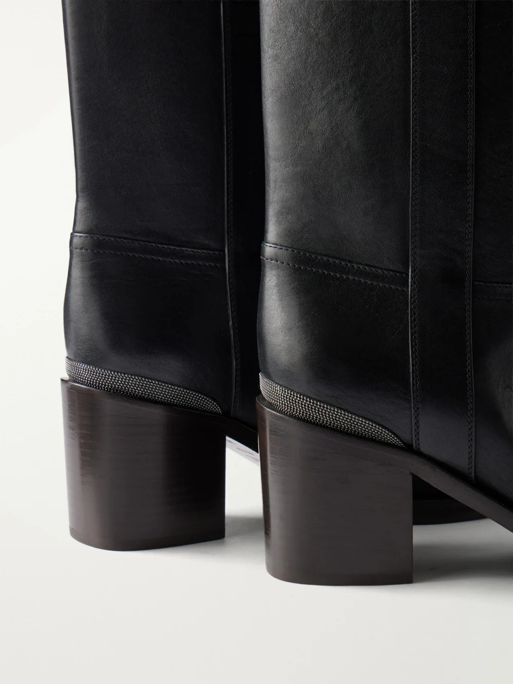 Close-up detail of the Brunello Cucinelli Leather Knee Boots
