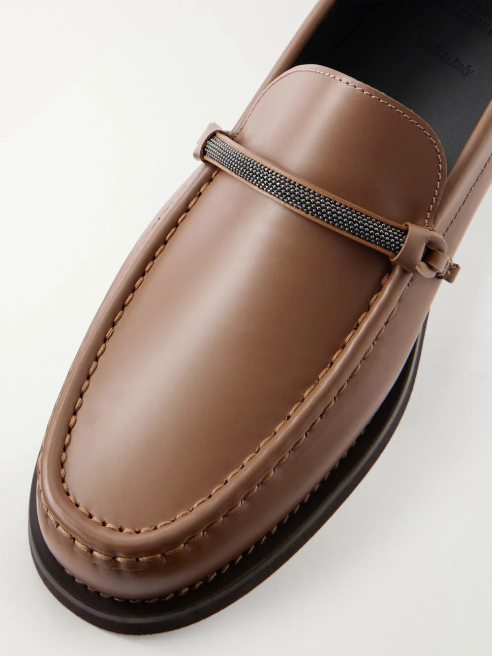 Close-up detail of the Brunello Cucinelli Leather Loafers