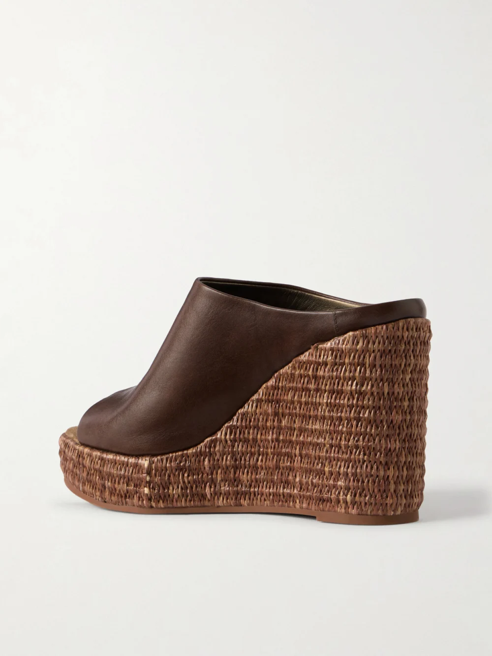 Back view of the Brunello Cucinelli Leather Platform Wedge Espadrille Sandals