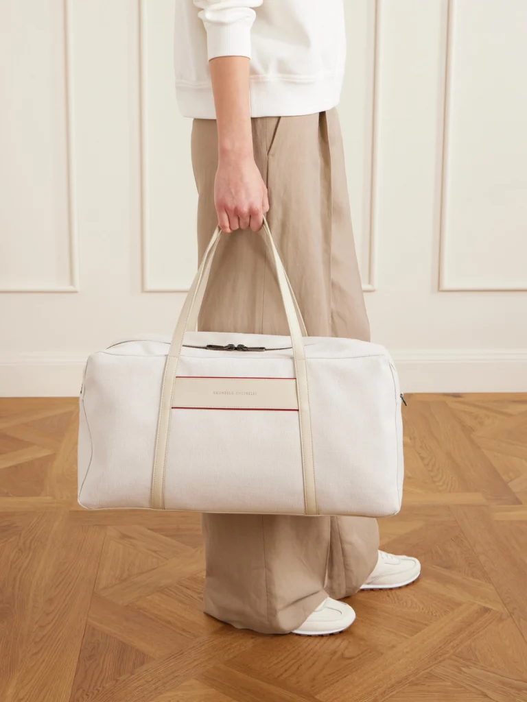 Brunello Cucinelli Leather-trimmed Canvas Tennis Bag