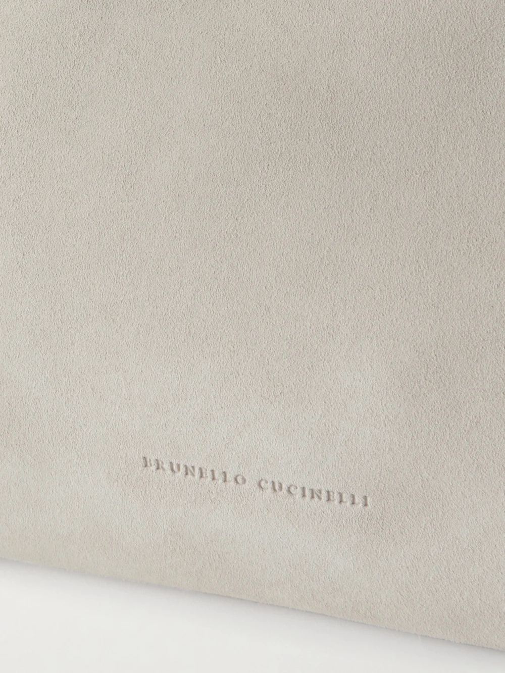 Close-up detail of the Brunello Cucinelli Leather-trimmed Suede Tote