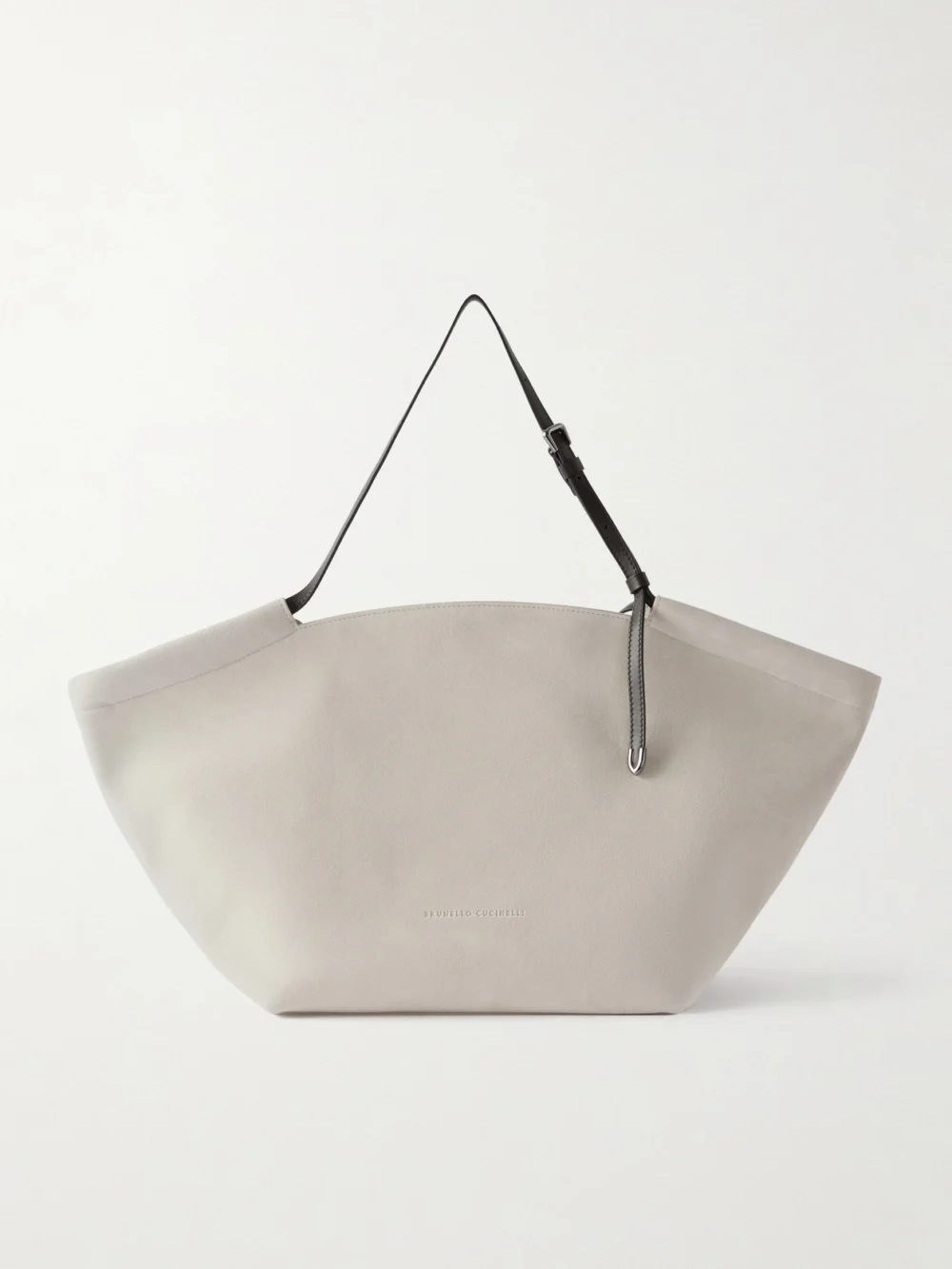 Brunello Cucinelli Leather-trimmed Suede Tote in ivory
